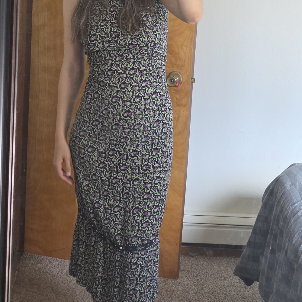 Floral Black and Purple Women's Dress